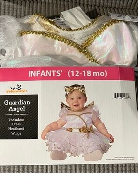 Celebrate It Infant Guardian Angel Costume Dress & Accessories - White, Gold